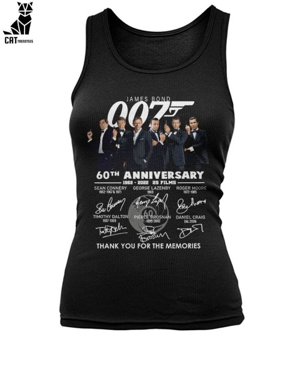 James Bond 007 60th Anniversary 1962-202 2S Films Thank You For The Memories Unisex T-Shirt