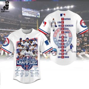 2023 American League Champions Texas Rangers Portrait White Design Baseball Jersey
