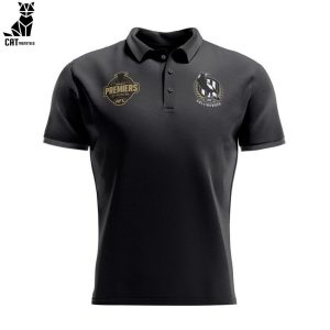 2023 Premiers Toyota AFL Collingwood Magpies Black Logo Design 3D Polo Shirt