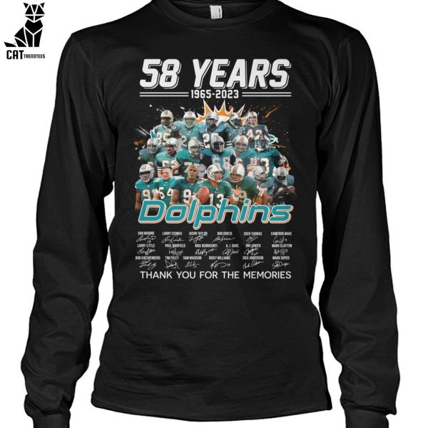 58 Years 1965-2023 Dolphins Thank You For The Memories Unisex T-Shirt