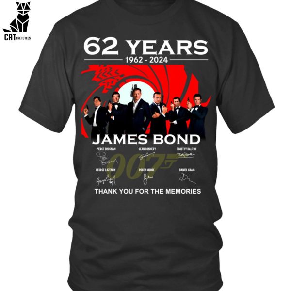 62 Years 1962-2024 James Bond Thank You For The Memories Unisex T-Shirt