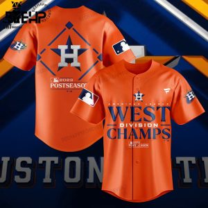 American League West Division Champs Postseason Logo Design Orange Baseball Jersey