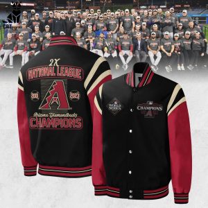 Arizona Diamondbacks 2023 2X National League Champions Black Logo Design Baseball Jacket