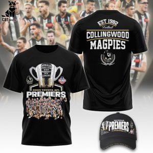 Australian Football League 2023 2023 Toyota AFL Premiers EST 1982 Football Collingwood Magpies Logo Design 3D T-Shirt