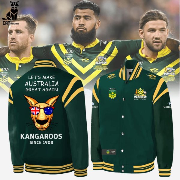 Australian Kangaroos Pacific Gallagher Lets Make Australia Great Again Kangraroos Since 1908 Green Design 3D Baseball Jacket