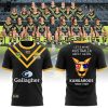 Personalized Australian Kangaroos Pacific Rugby League Championships Australian Gallagher Black With Yellow Trim Design 3D T-Shirt