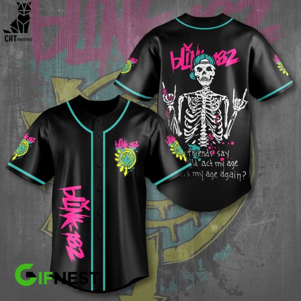 Blink 182 Skull Black Logo Design Baseball Jersey