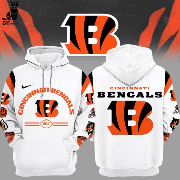 Cincinnati Bengals 1967 Nike Logo Design White 3D Hoodie