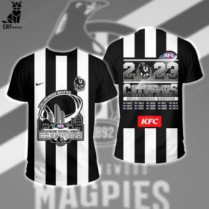 Collingwood Magpies 2023 AFL Australian Football League Champions AFL KFC Nike Logo Design 3D T-Shirt