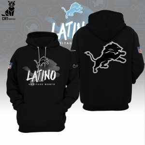 Detroit Lions 2023 Latino NFL Logo Black Design 3D Hoodie