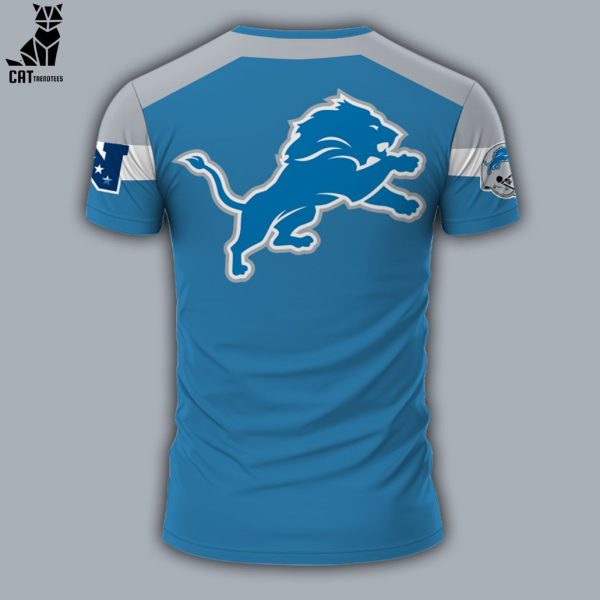 Detroit Lions 90 Seasons Mascot Blue Design 3D T-Shirt