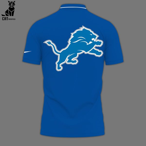 Detroit Lions Blue Mascot Design 3D Polo Shirt