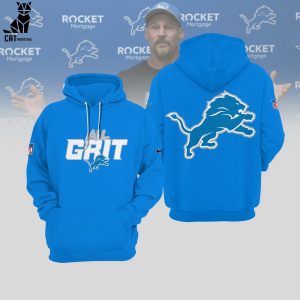 Detroit Lions Grit Mascot Blue Design 3D Hoodie