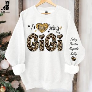 Eagerlys Personalized I Love Being Gigi Leopard White Design 3D Sweater