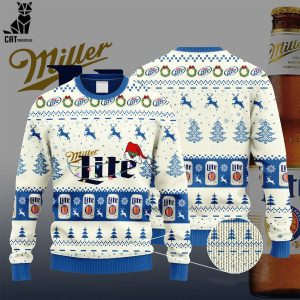 Miller Lite Santa Hat Christmas Ugly Christmas Sweater