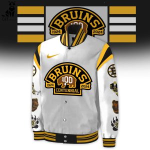 NHL Boston Bruins 100 Centennial White Design Baseball Jacket