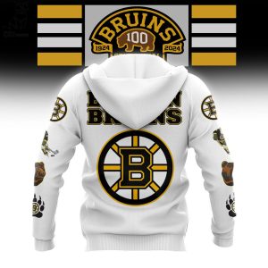NHL Boston Bruins 100 Centennial White Nike Logo Design 3D Hoodie