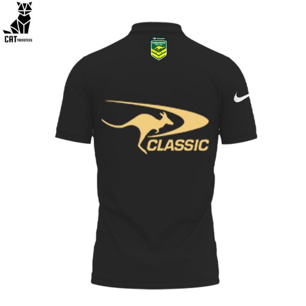 Personalized Australian Kangaroos Pacific Rugby League Championships Australian Gallagher Black With Yellow Trim Nike Logo Design 3D T-Shirt