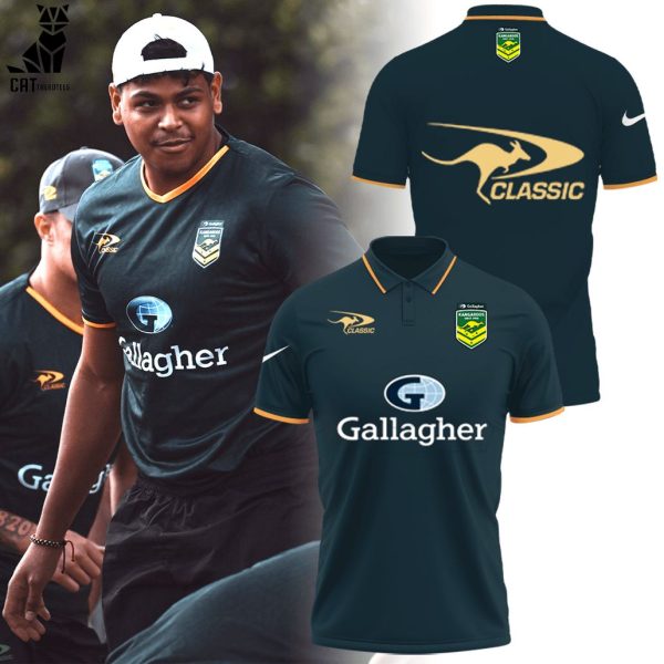 Personalized Australian Kangaroos Pacific Rugby League Championships Australian Gallagher Green With Yellow Trim Nike Logo Design 3D T-Shirt