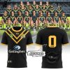 Personalized Australian Kangaroos Pacific Rugby League Championships Gallagher Black With Yellow Trim Design 3D T-Shirt