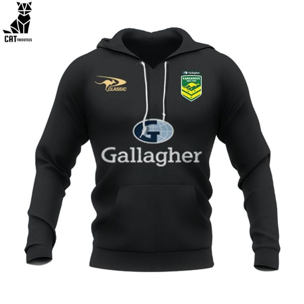 Personalized Australian Kangaroos Pacific Rugby League Championships Classic Black Design 3D Hoodie