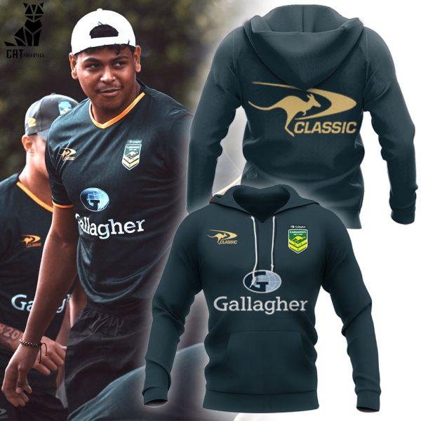 Personalized Australian Kangaroos Pacific Rugby League Championships Classic Green Design 3D Hoodie