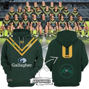 Personalized Australian Kangaroos Pacific Rugby League Championships Green Design 3D Hoodie