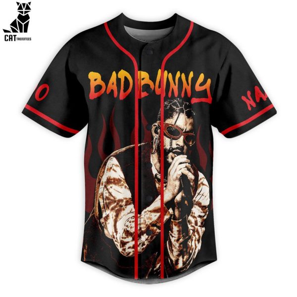 Personalized Bad Bunny Singers Portrait Design Baseball Jersey