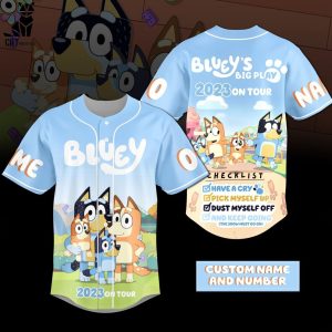 Personalized Bluey’s Adventures 2023 Or Tour Big Play Checklist Design Baseball Jersey