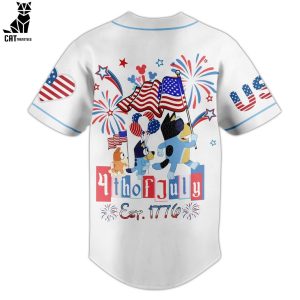 Personalized Bluey’s Adventures Red White USE Logo Design Baseball Jersey