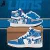 Personalized Detroit Lions 90 Seasons Nike Logo Blue Gray Design Air Jordan 1 High Top