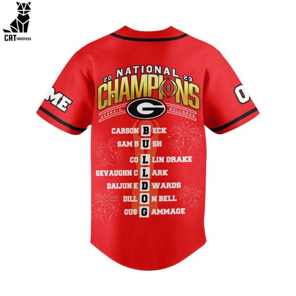 Personalized Georgia Bulldogs Champions Design Red Baseball Jersey