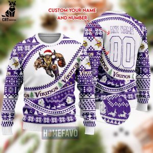 Personalized Minnesota Vikings Mascot Woolen Christmas Design 3D Sweater