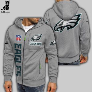 Personalized NFL Philadelphia Eagles Gray Mascot Design 3D Hoodie