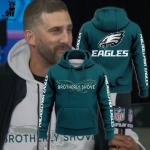 Philadelphia Eagles Brotherly Shove Blue Mascot Design 3D Hoodie