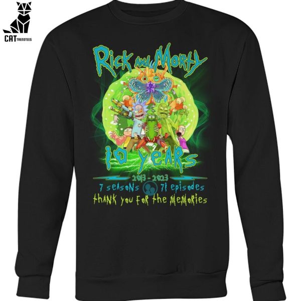 Rick And Morty 10 Years 2013-2023 7 Seasons Thank You For The Memories Unisex T-Shirt