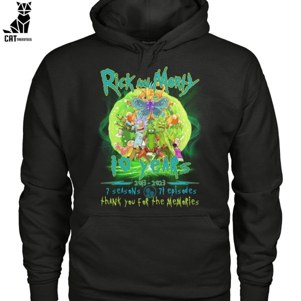 Rick And Morty 10 Years 2013-2023 7 Seasons Thank You For The Memories Unisex T-Shirt