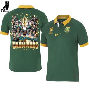 Rugby World Cup France 2023 Champions Player Portrait Nike Logo Green Design 3D Polo Shirt