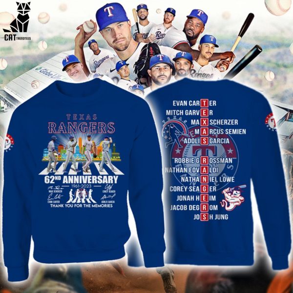 Texas Rangers 62nd Anniversary 1961-2023 Thank You For The Memories 3D Hoodie