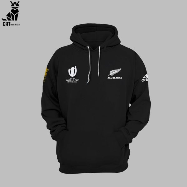 Up The All Blacks New Zealand Rugby Worldcup France 2023 Adidas Logo Design On Sleeve 3D Hoodie