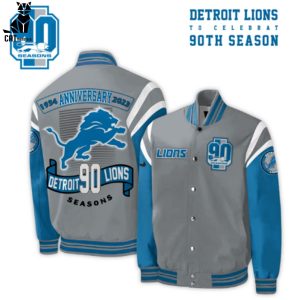 Anniversary 2023 NFL Detroit Lions NFL Seasons 90th Baseball Jacket