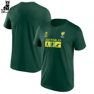 Australia Cricket Team ICC World Cup 2023 Green Logo Design 3D T-Shirt