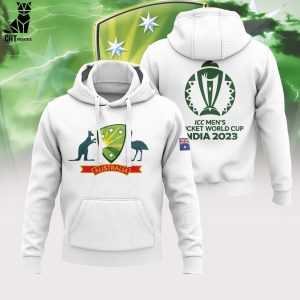 Australia Cricket Team ICC World Cup 2023 White Logo Design 3D Hoodie