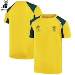 Australia Cricket Team ICC World Cup 2023 Yellow Logo Design 3D T-Shirt