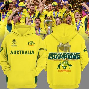 Australian Men’s Cricket Team Champions ICC World Cup 2023 Yellow Design 3D Hoodie
