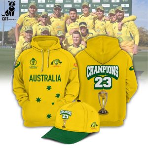 Australian Men’s Cricket Team ICC World Cup 2023 Yellow Design 3D Hoodie