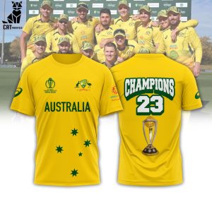 Australian Men’s Cricket Team ICC World Cup 2023 Yellow Design 3D T-Shirt