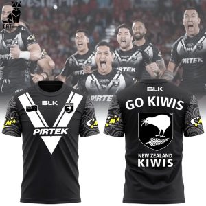 BLK Pirtek Go Kiwis New Zealand Kiwis Logo Design 3D T-Shirt
