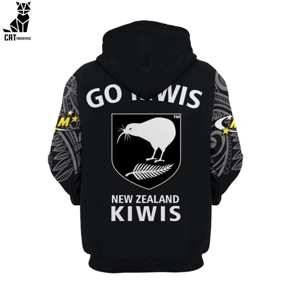BLK Pirtek Kiwis NZRL New Zealand National Rugby League Black Design 3D Hoodie