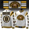 Boston Bruins 100 Centennial White NHL Logo Design Baseball Jacket